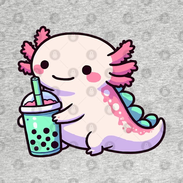 axolotl drink green tea boba by fikriamrullah